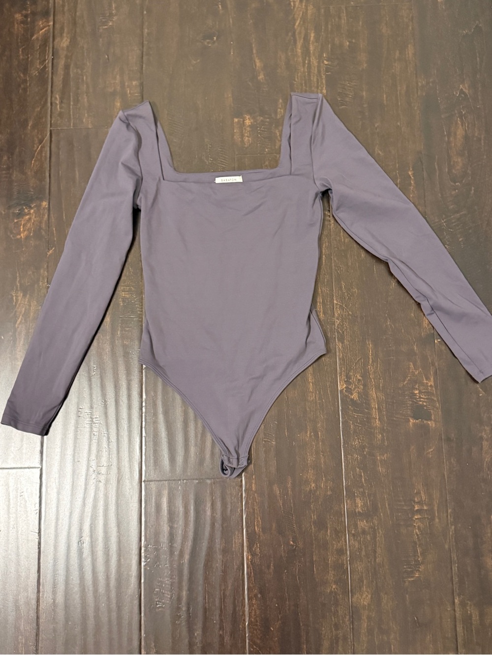 Aritzia Babaton Long Sleeve Square Neck Bodysuit in Dusty Lavender Gray